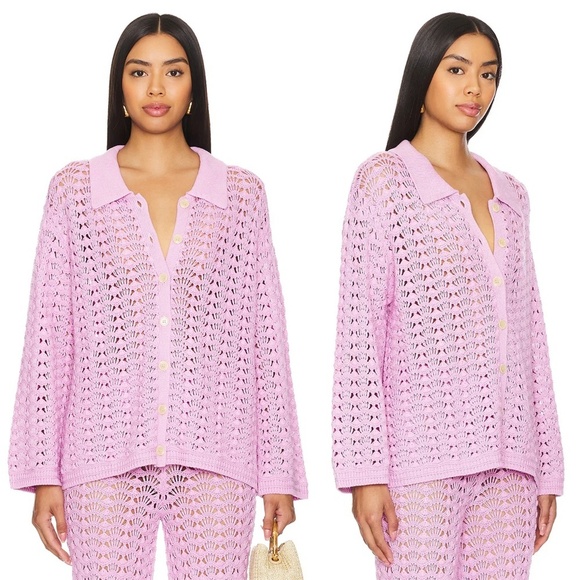 NWT LOVERS & FRIENDS | Pink Cotton Estie Pointelle Knit Top & Pant SET | Size S - Picture 2 of 14